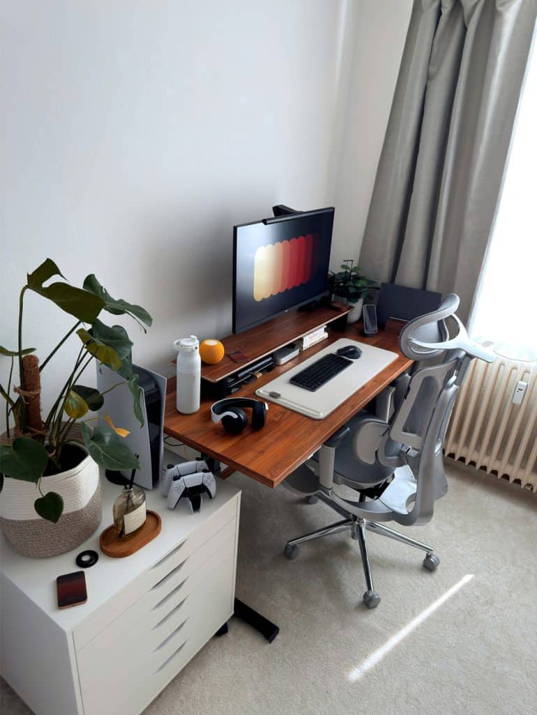 An organized small desk and workspace
