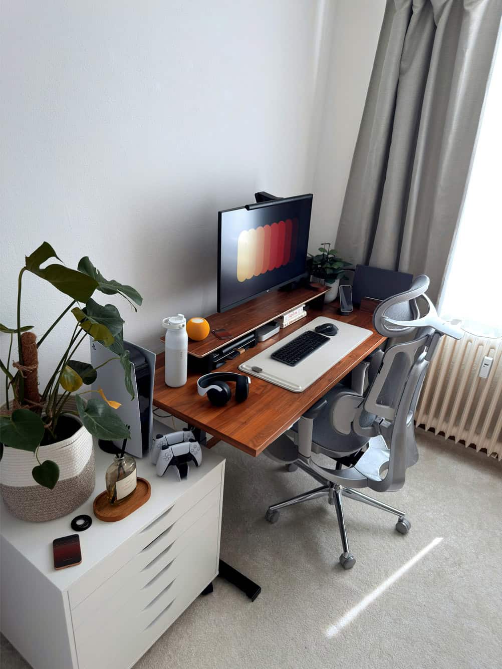 An organized small desk and workspace